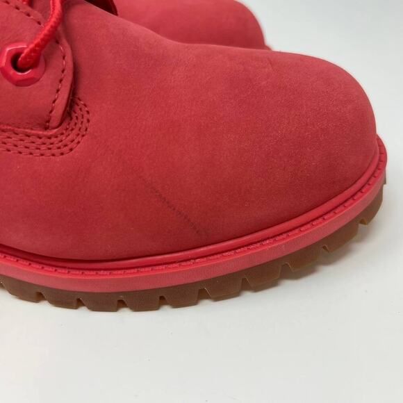 Timberland Women's Limited Release Boots Size 6 Ruby Red Leather Waterproof - Picture 9 of 13